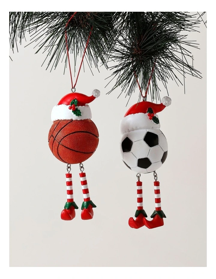 Candyland Christmas Assorted Resin Novelty Sport Ball Ornament 11cm in Multi image 1