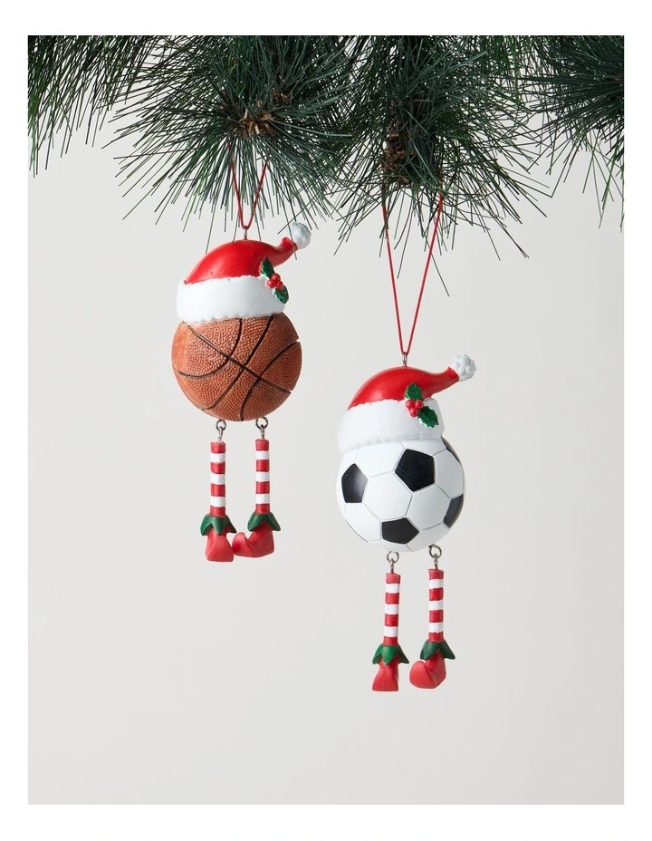 Nostalgia Christmas Assorted Resin Novelty Sport Ball Ornament 11cm in Multi image 1