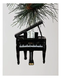 Heirloom Christmas Resin Hanging Grand Piano Ornament 9cm in Black