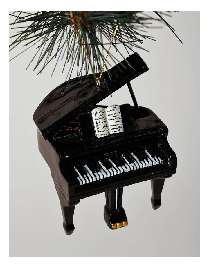 Heirloom Christmas Resin Hanging Grand Piano Ornament 9cm in Black image 2