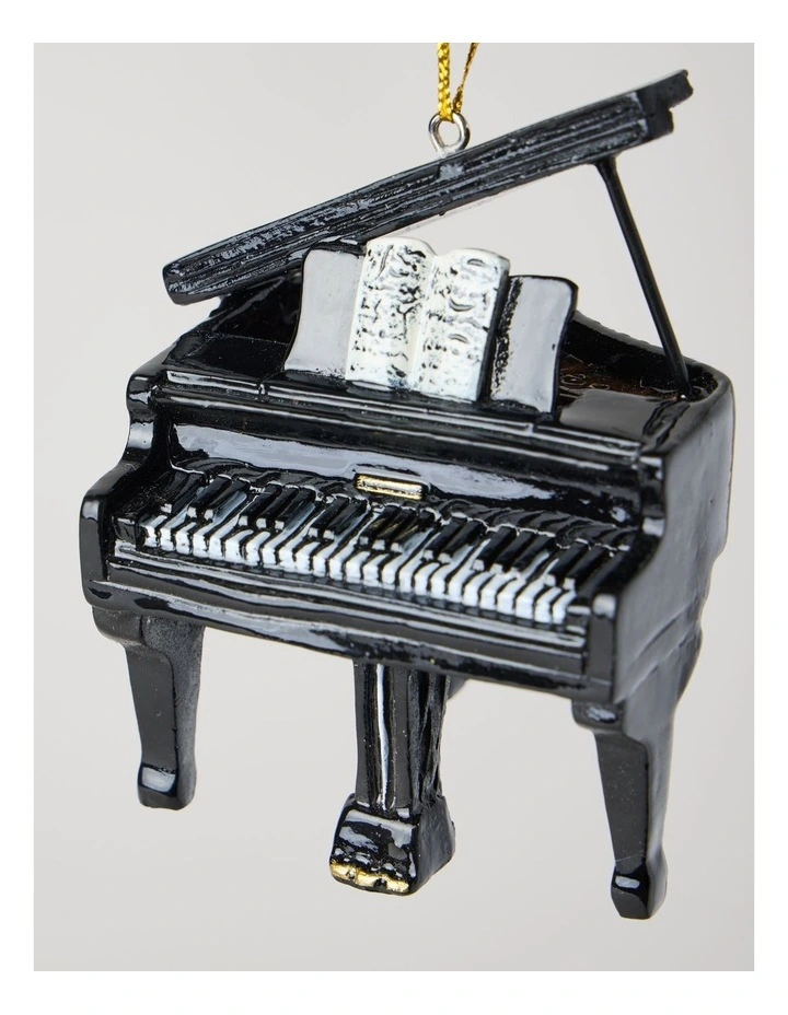 Heirloom Christmas Resin Hanging Grand Piano Ornament 9cm in Black image 2