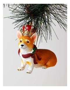 Heirloom Christmas Resin Royal Corgi Dog Ornament 8cm in Brown