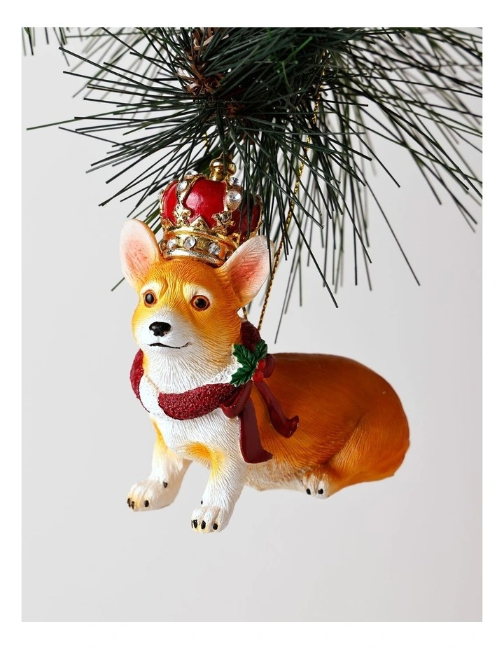 Heirloom Christmas Resin Royal Corgi Dog Ornament 8cm in Brown image 1