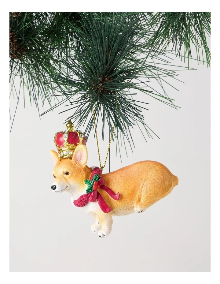 Heirloom Christmas Resin Royal Corgi Dog Ornament 8cm in Brown image 1