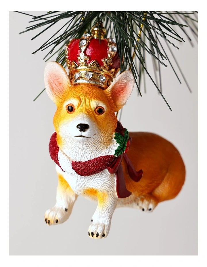 Heirloom Christmas Resin Royal Corgi Dog Ornament 8cm in Brown image 2