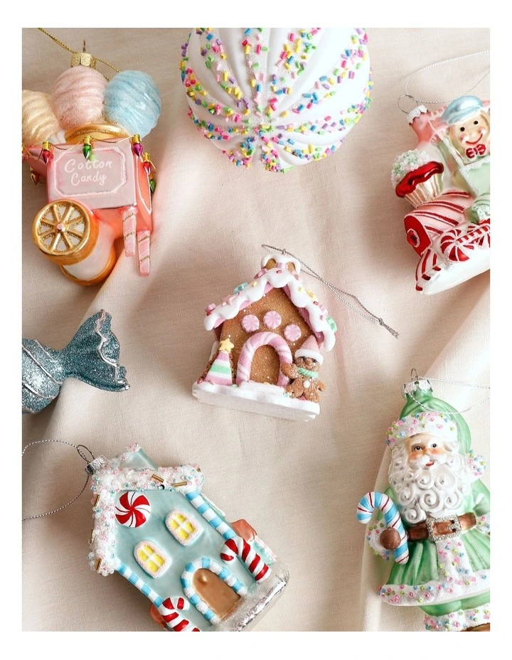 Candyland Christmas Claydough Gingerbread House Ornament 8cm in Multi image 3