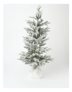 Luxe Christmas Flocked Table Tree withVelvet Base in White