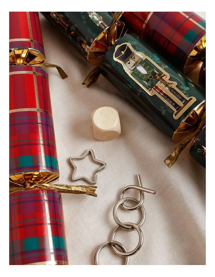 Heirloom Christmas Nutcracker/Red Tartan 6pk Crackers 30cm in Red image 4