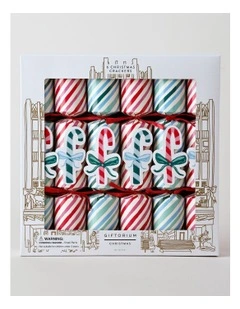 Candyland Christmas Stripe/Candy Cane 6pk Crackers 30cm in Pastel