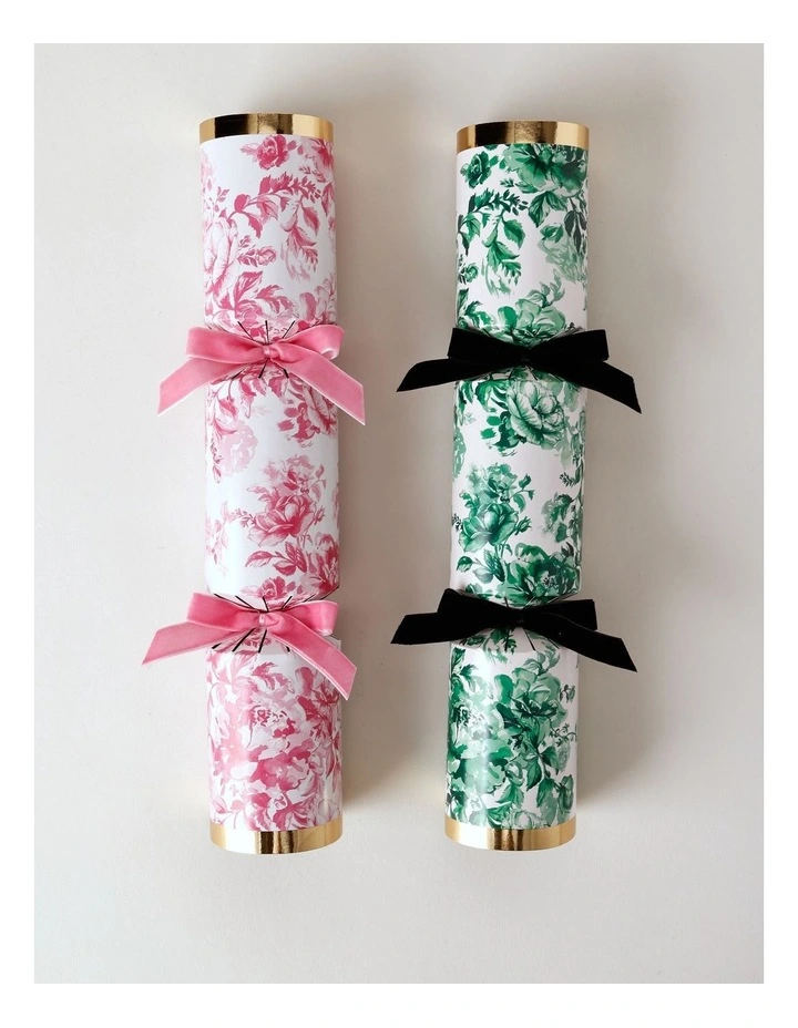 Luxe Christmas Toile/Bow 6pk Premium Crackers 35cm in Pink image 2