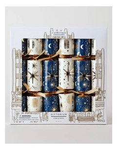 Luxe Christmas Celestial 6pk Crackers 30cm in Blue/Cream