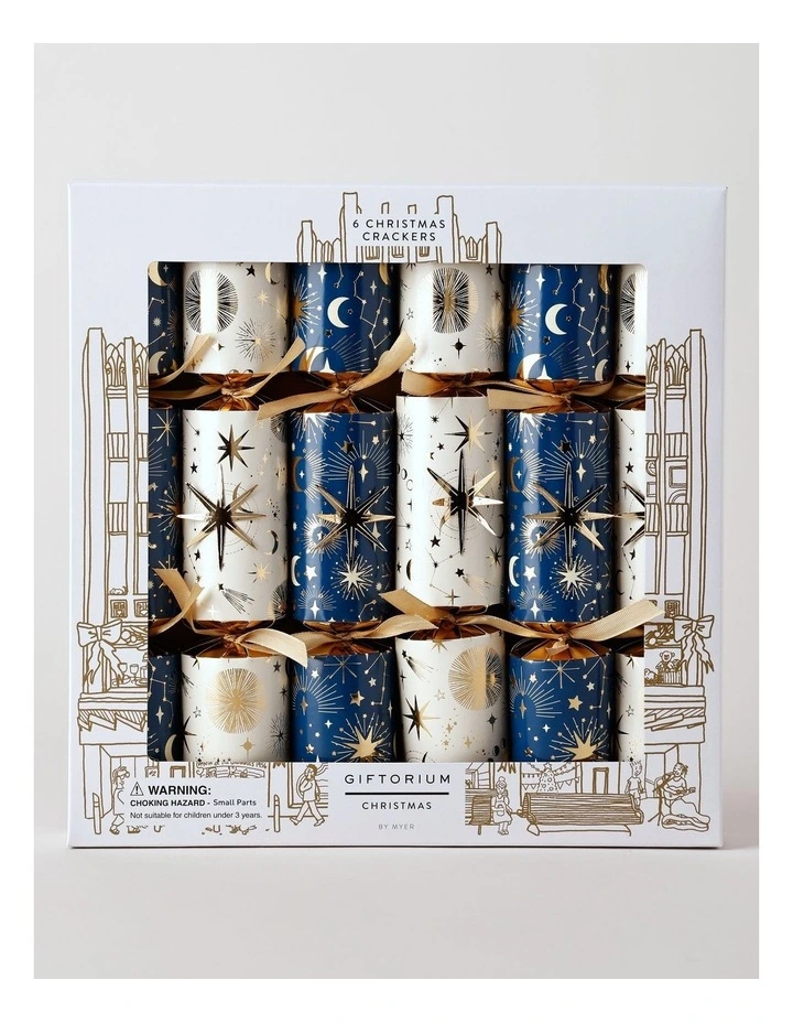 Luxe Christmas Celestial 6pk Crackers 30cm in Blue/Cream image 1