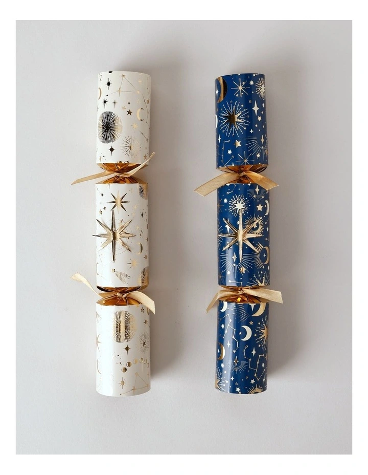 Luxe Christmas Celestial 6pk Crackers 30cm in Blue/Cream image 2