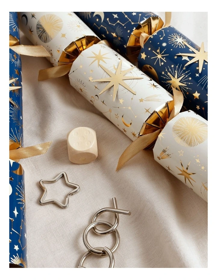 Luxe Christmas Celestial 6pk Crackers 30cm in Blue/Cream image 4
