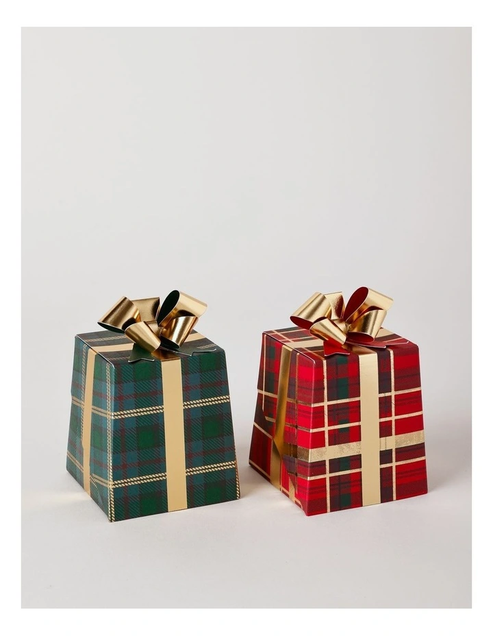 Heirloom Christmas Tartan 6pk Present Crackers 25cm in Green/Red image 2