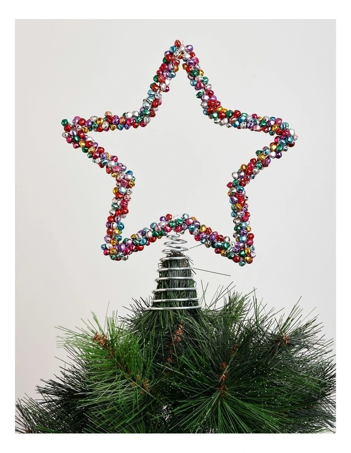 Candyland Christmas Metal Bell Star Tree Topper 27cm in Multi image 1