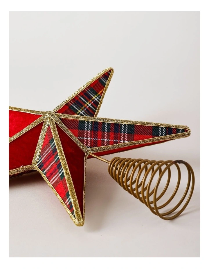 Heirloom Christmas Tartan Star Tree Topper 34cm in Multi image 3