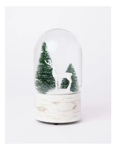 Harvest Christmas Polyresin Reindeer with Trees Musical Snowglobe 18cm in White