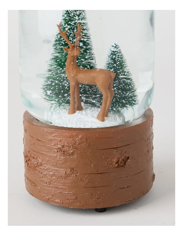 Harvest Christmas Polyresin Reindeer with Trees Musical Snowglobe 18cm in Brown image 4