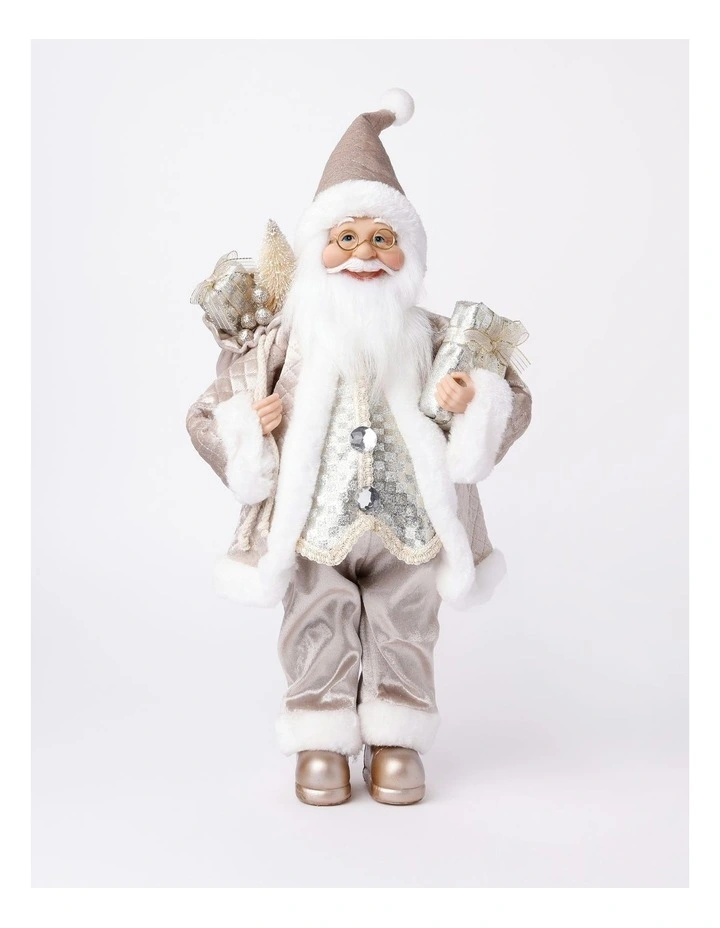 Luxe Christmas Magnus the Metallic Santa with Present 46cm in Champange image 1