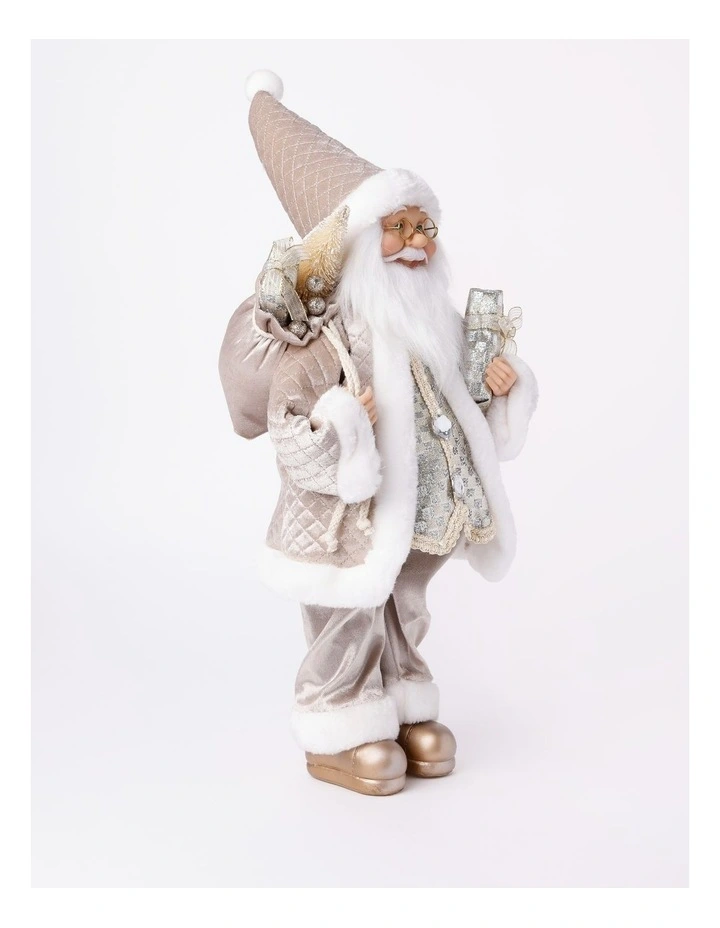 Luxe Christmas Magnus the Metallic Santa with Present 46cm in Champange image 2