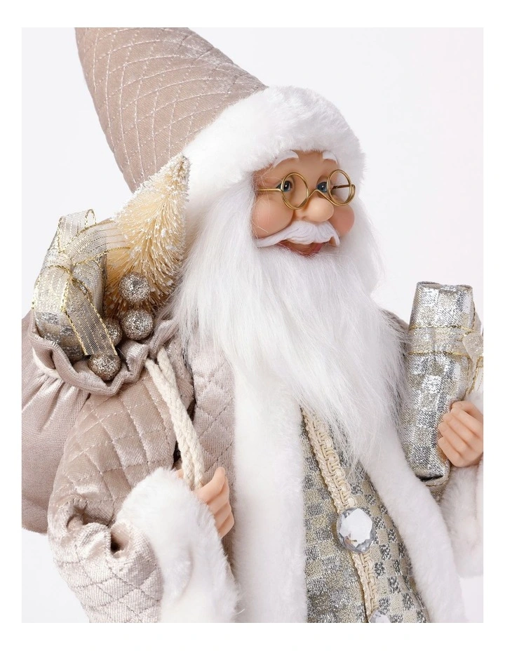 Luxe Christmas Magnus the Metallic Santa with Present 46cm in Champange image 4