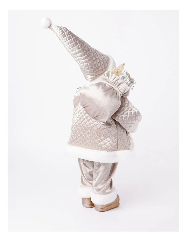 Luxe Christmas Magnus the Metallic Santa with Present 46cm in Champange image 5