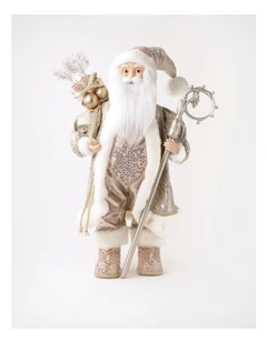Luxe Christmas Sven the Sequin Santa with Staff 60cm in Pink