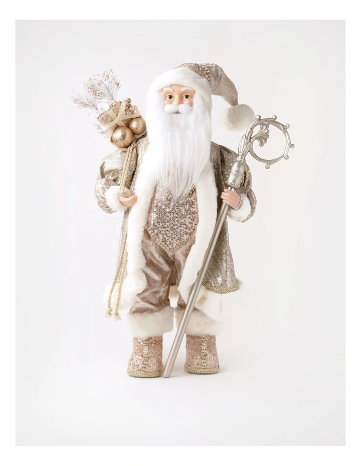 Luxe Christmas Sven the Sequin Santa with Staff 60cm in Pink image 1