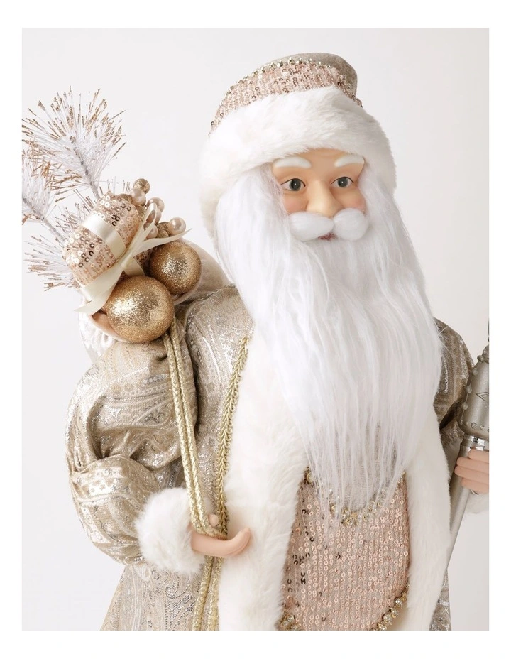 Luxe Christmas Sven the Sequin Santa with Staff 60cm in Pink image 2