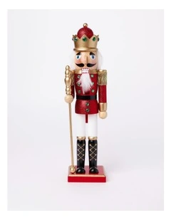 Heirloom Christmas Wooden Glittered Nutcracker 38cm in Red