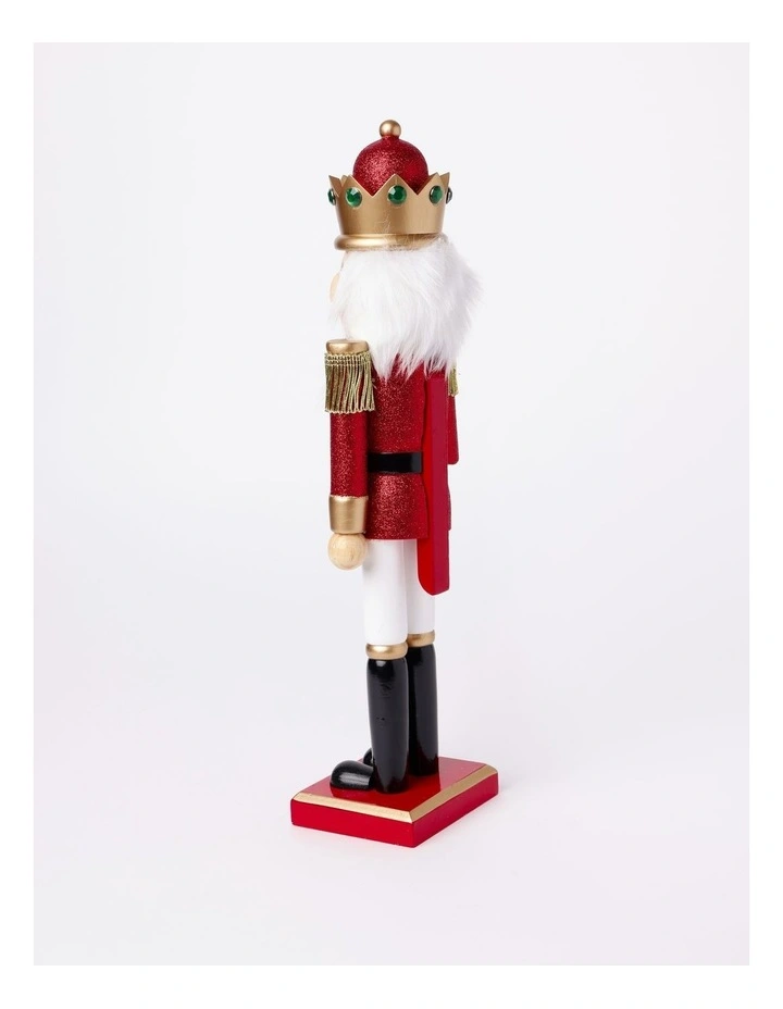 Heirloom Christmas Wooden Glittered Nutcracker 38cm in Red image 4