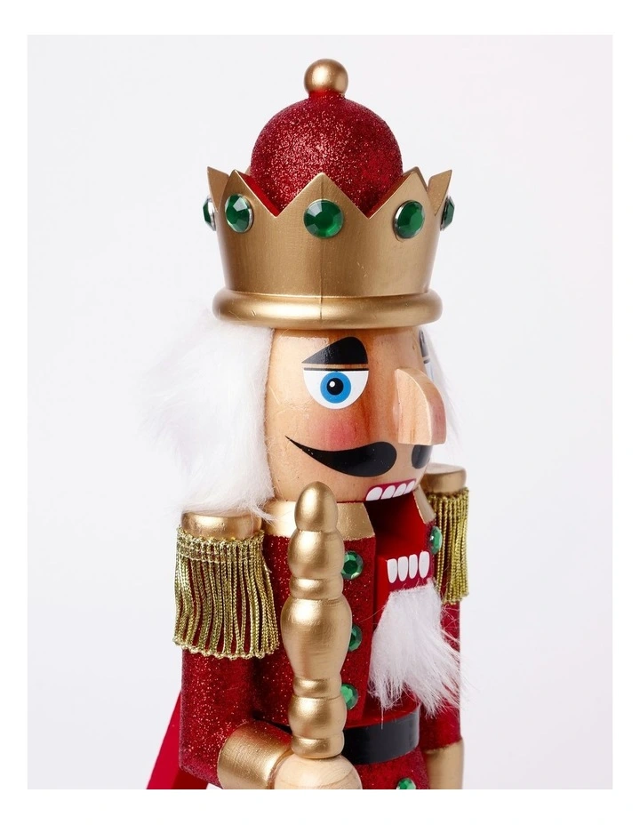 Heirloom Christmas Wooden Glittered Nutcracker 38cm in Red image 5