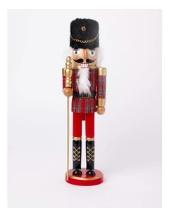 Heirloom Christmas Wooden Terence the Tartan Nutcracker 38cm in Red/Blue