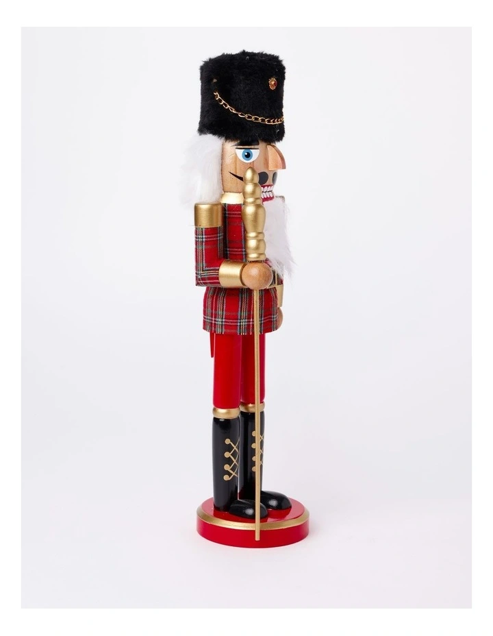 Heirloom Christmas Wooden Terence the Tartan Nutcracker 38cm in Red/Blue image 2