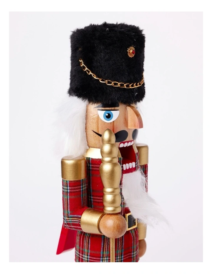 Heirloom Christmas Wooden Terence the Tartan Nutcracker 38cm in Red/Blue image 5