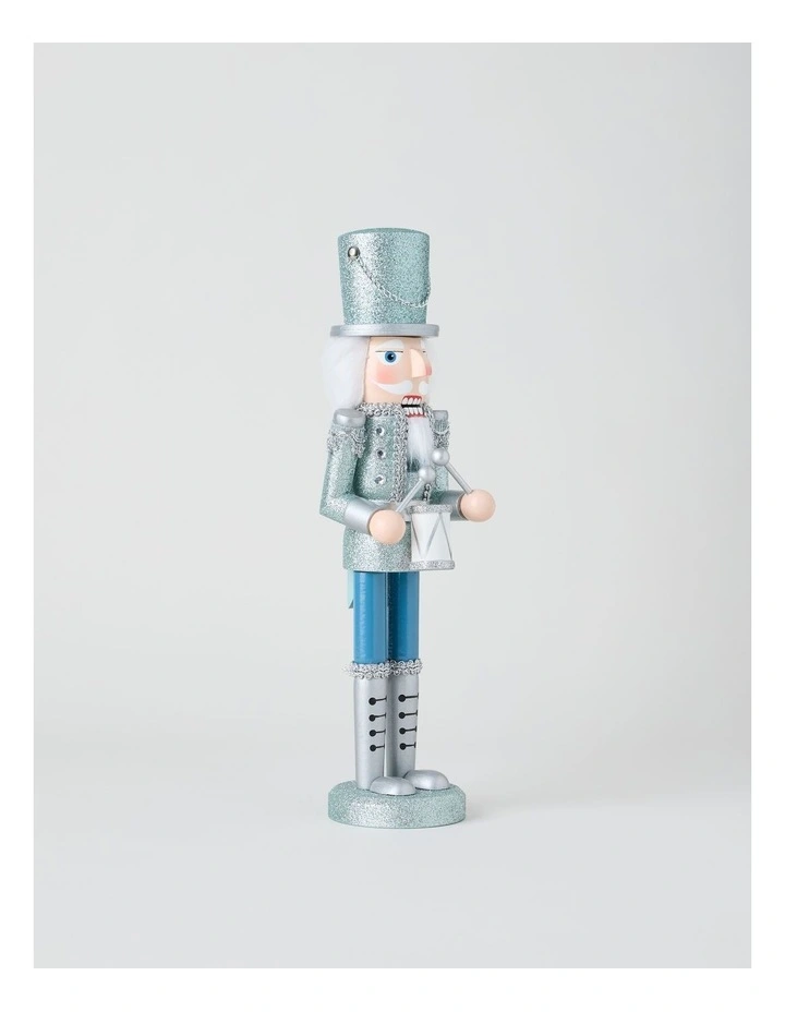 Luxe Christmas Wooden Glittered Nutcracker 38cm in Blue image 3