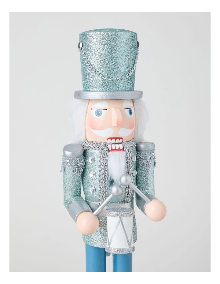 Luxe Christmas Wooden Glittered Nutcracker 38cm in Blue image 5