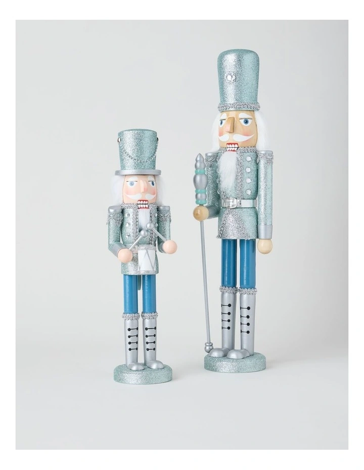 Luxe Christmas Wooden Glittered Nutcracker 38cm in Blue image 6