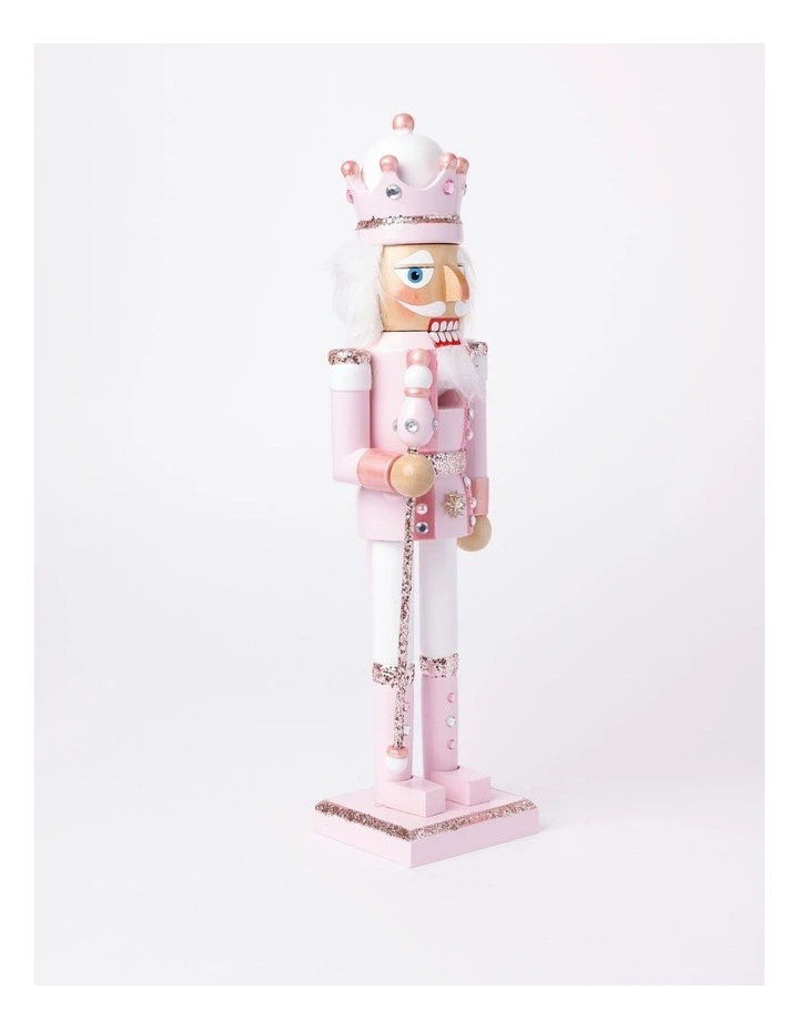 Luxe Christmas Wooden Glittered Nutcracker 38cm Pink image 2