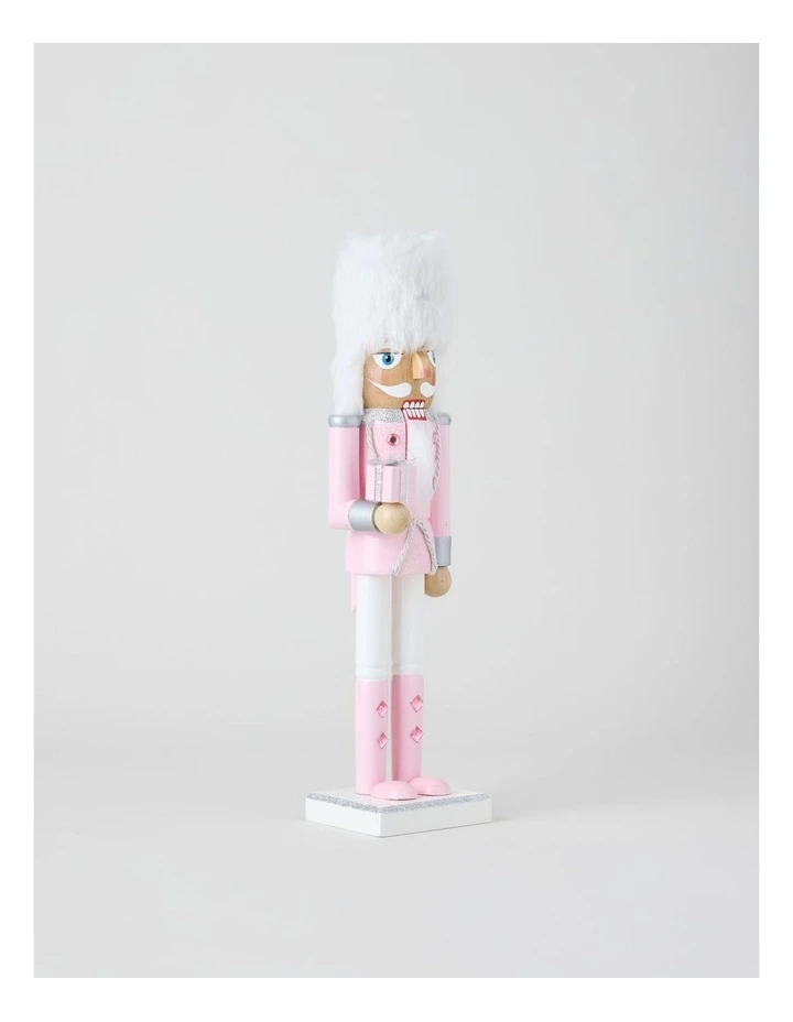 Luxe Christmas Wooden Glittered Nutcracker 38cm Pink image 3