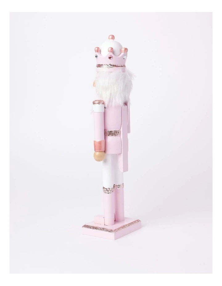 Luxe Christmas Wooden Glittered Nutcracker 38cm Pink image 4