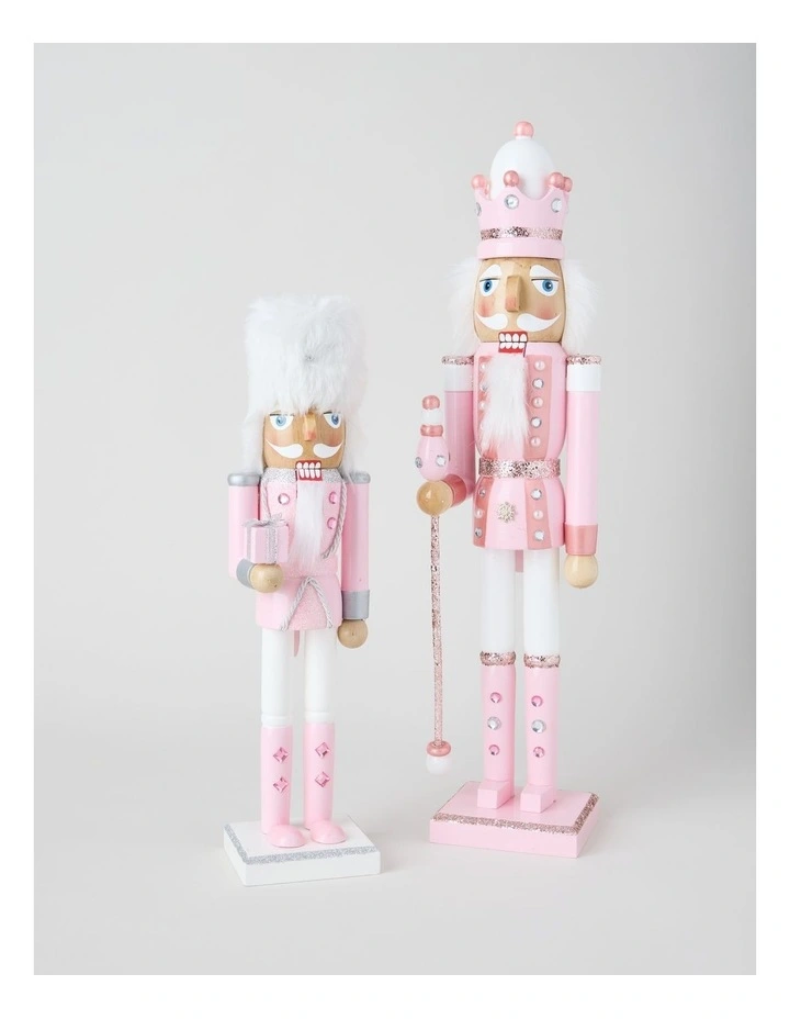 Luxe Christmas Wooden Glittered Nutcracker 38cm Pink image 6