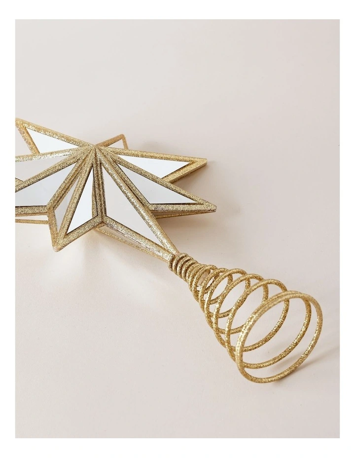 Heirloom Christmas Plastic Mirrored Decagram Guiding Star Tree Topper 31cm in Gold image 4