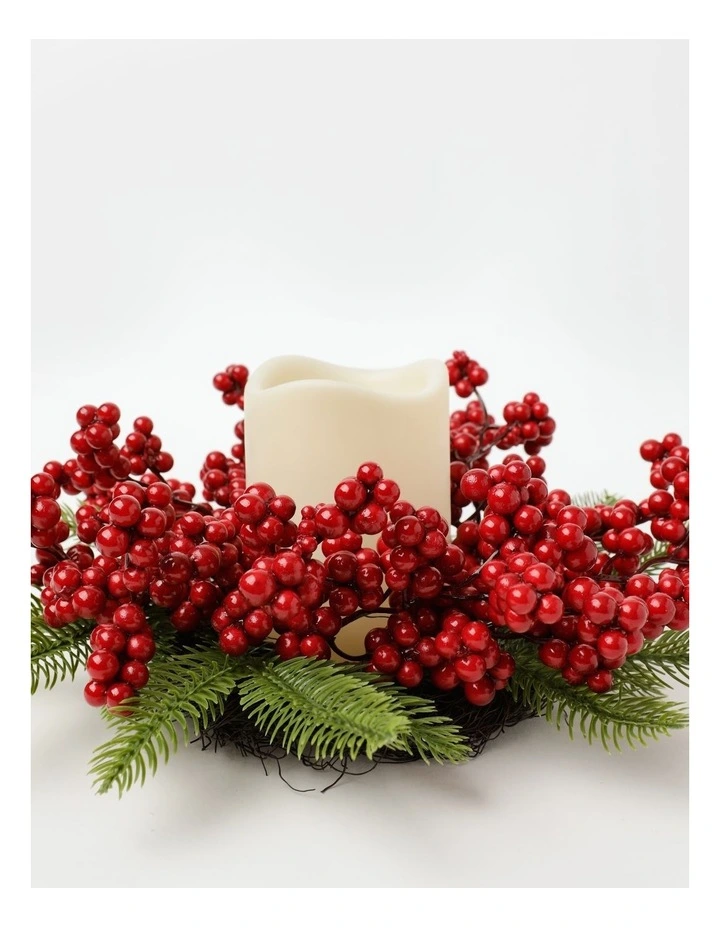 Heirloom Christmas Plastic Berries & Foliage Hurricane 10cm in Red/Green image 4