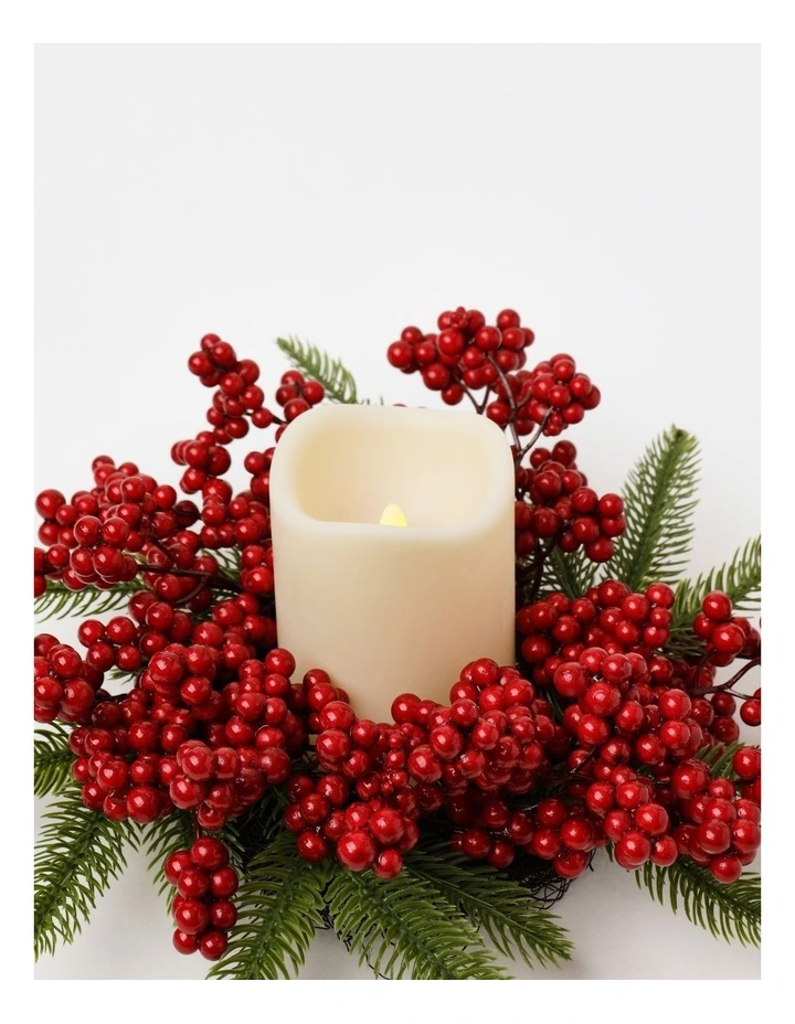 Heirloom Christmas Plastic Berries & Foliage Hurricane 10cm in Red/Green image 5