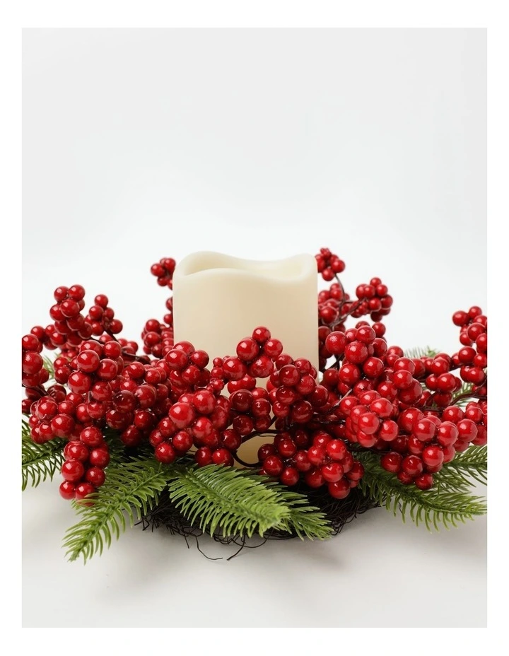 Heirloom Christmas Plastic Berries & Foliage Hurricane 10cm in Red/Green image 6