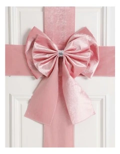 Luxe Velvet Christmas Door Bow with Embellishment 64/440cm in Pink