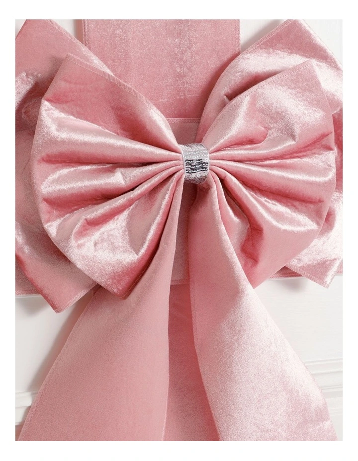 Luxe Velvet Christmas Door Bow with Embellishment 64/440cm in Pink image 2