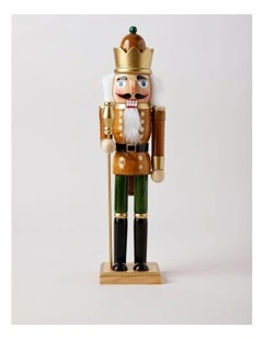 Harvest Christmas Wooden Nutcracker 38cm in Brown